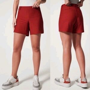 Spanx Sunshine Solutions Shorts 6" Solid Dark Cherry Pull-on UPF 50+ Travel sz L
